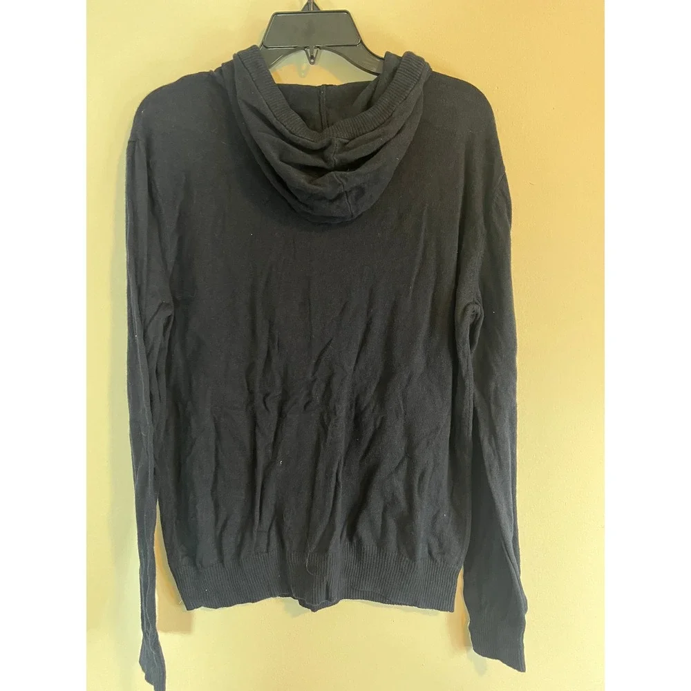 Hawker Rye Womens Cotton Cashmere Navy Blue Knit Hoodie‎ Sweater Size M